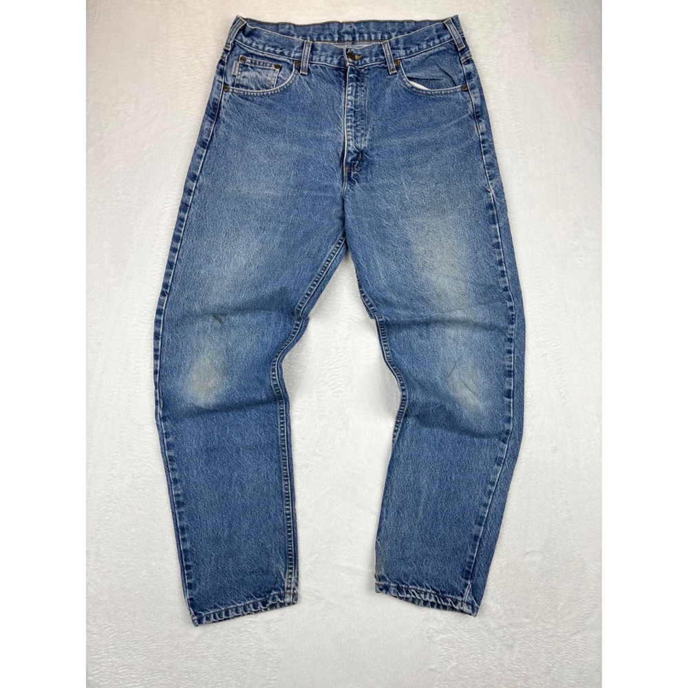 Carhartt B17‎ DST Relaxed Fit Tapered Cut Mens 36x32 Blue Workwear Fade CB3-29